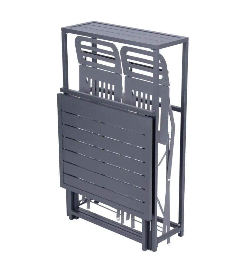 Table pour balcon Oslow pliante acier gris 60xP75xH100cm