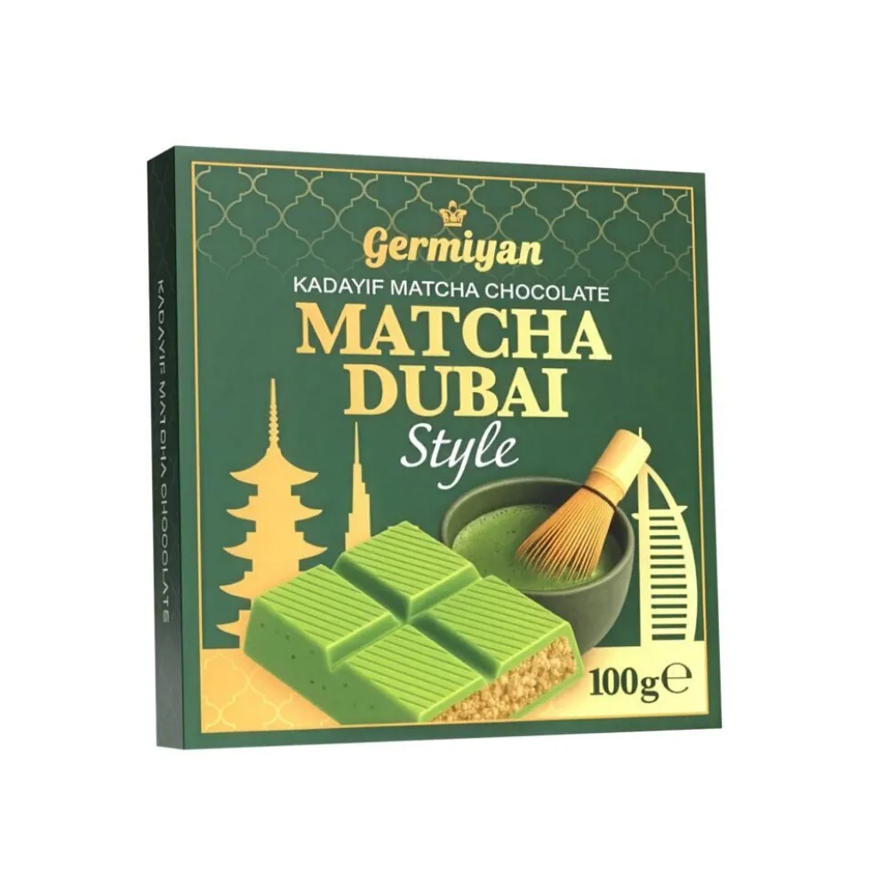 Tablette de chocolat blanc matcha Dubaï 100g