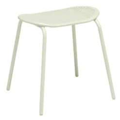 Tabouret acier perforé Faro vert sauge 45x28xH45cm