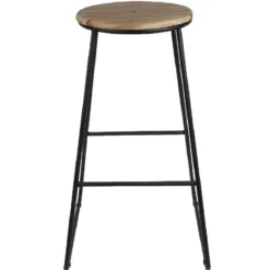Tabouret de bar bois et métal noir Ø40xH70,5cm