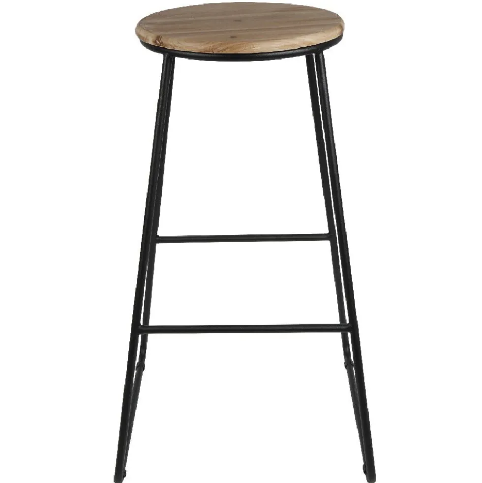 Tabouret de bar bois et métal noir Ø40xH70,5cm