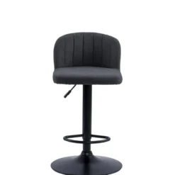 Tabouret de bar Queen 44x47x83-103cm effet velours noir