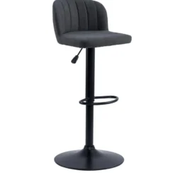 Tabouret de bar Queen 44x47x83-103cm effet velours noir