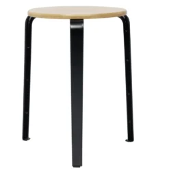 Tabouret en bambou et métal Jack noir naturel L.30 x P.30 x H.45 cm