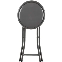 Tabouret pliant Aiden métal et pvc Gris L.30 x P.35 x H.45 cm