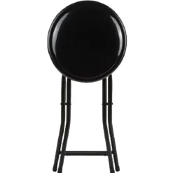 Tabouret pliant Aiden métal et pvc Noir L.30 x P.35 x H.45 cm