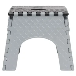 Tabouret pliant noir et gris H31 cm