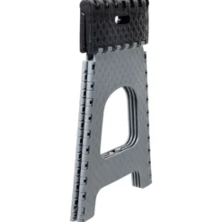 Tabouret pliant plastique noir et gris H44cm
