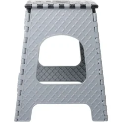 Tabouret pliant plastique noir et gris H44cm