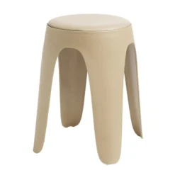 Tabouret rond Spiro pieds fins plastique beige Ø33xH46cm
