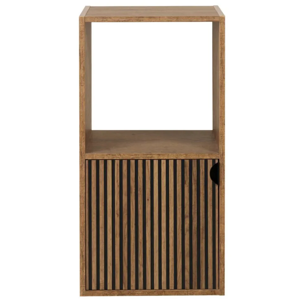 Étagère Adam 2 cases dont 1 porte bois marron 30x29,5xH60,5cm