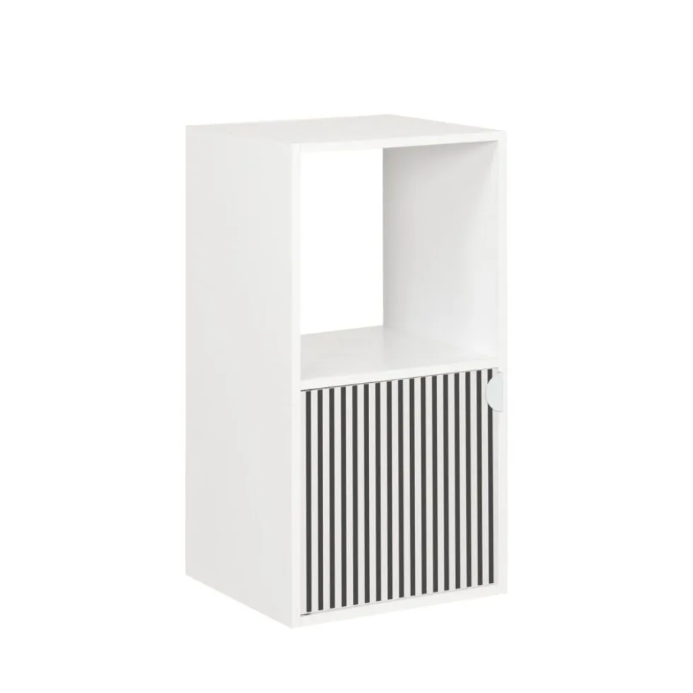 Étagère Adam 2 cases dont 1 porte bois blanc 30x29,5xH60,5cm