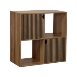 Étagère Adam 4 cases 2 portes en bois brun L60xP29,5xH60cm
