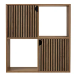 Étagère Adam 4 cases 2 portes en bois brun L60xP29,5xH60cm