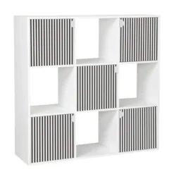 Étagère Adam 9 cases 5 portes en bois blanc L90xP29,5xH90cm