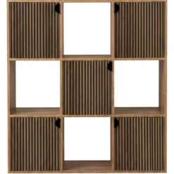 Étagère Adam 9 cases 5 portes en bois brun L90xP29,5xH90cm