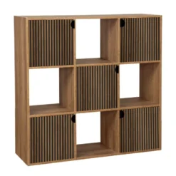 Étagère Adam 9 cases 5 portes en bois brun L90xP29,5xH90cm
