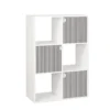Étagère Adam 6 cases 3 portes en bois blanc L60xP29,5xH90cm