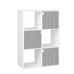 Étagère Adam 6 cases 3 portes en bois blanc L60xP29,5xH90cm