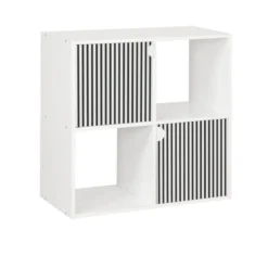 Étagère Adam 4 cases 2 portes en bois blanc L60xP29,5xH60cm