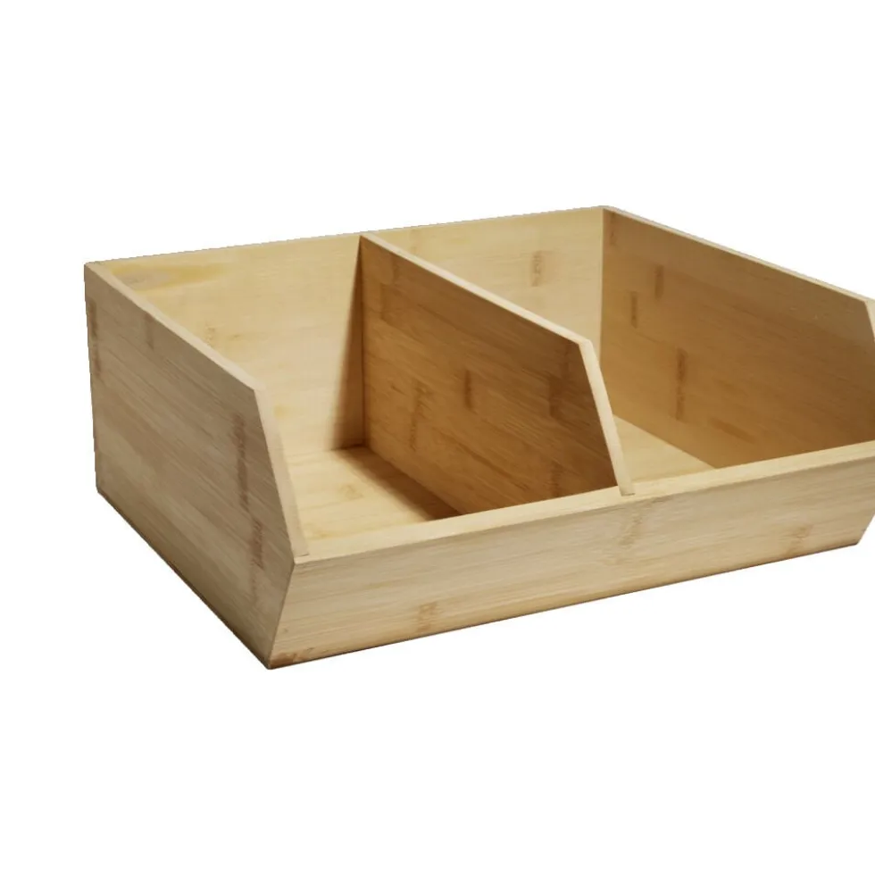 Étagère cuisine double empilable en bambou L34xP30,5xH13,5