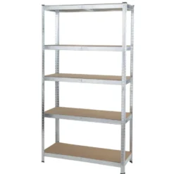 Étagère de garage à poser 5 niveaux en bois avec cadre en fer galvanisé 100x40xH180cm