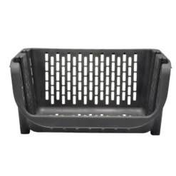 Étagère empilable x2 plastique 49,5x36xH29cm (2 modèles noir ou blanc)