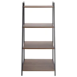 Étagère Luffi 4 niveaux métal noir et marron 43x30xH90cm