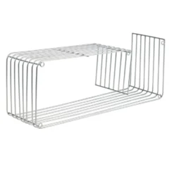 Étagère murale en métal gris argenté 50x16xH20cm
