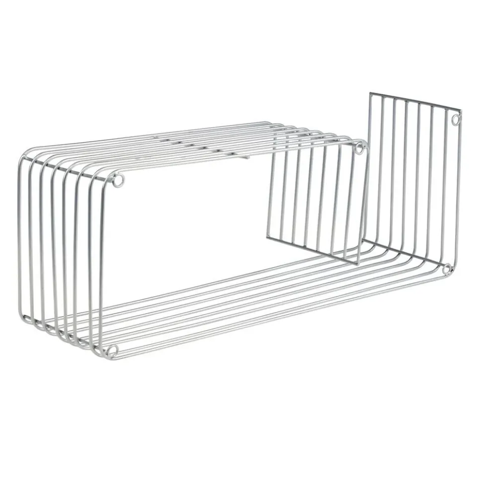 Étagère murale en métal gris argenté 50x16xH20cm
