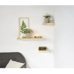 Étagère murale rectangulaire bois beige