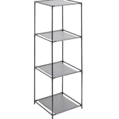Étagère 4 niveaux 3 compartiments métal noir 35x35xH102cm