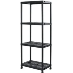 Étagère plastique noir 4 niveaux L60xl30xH138cm
