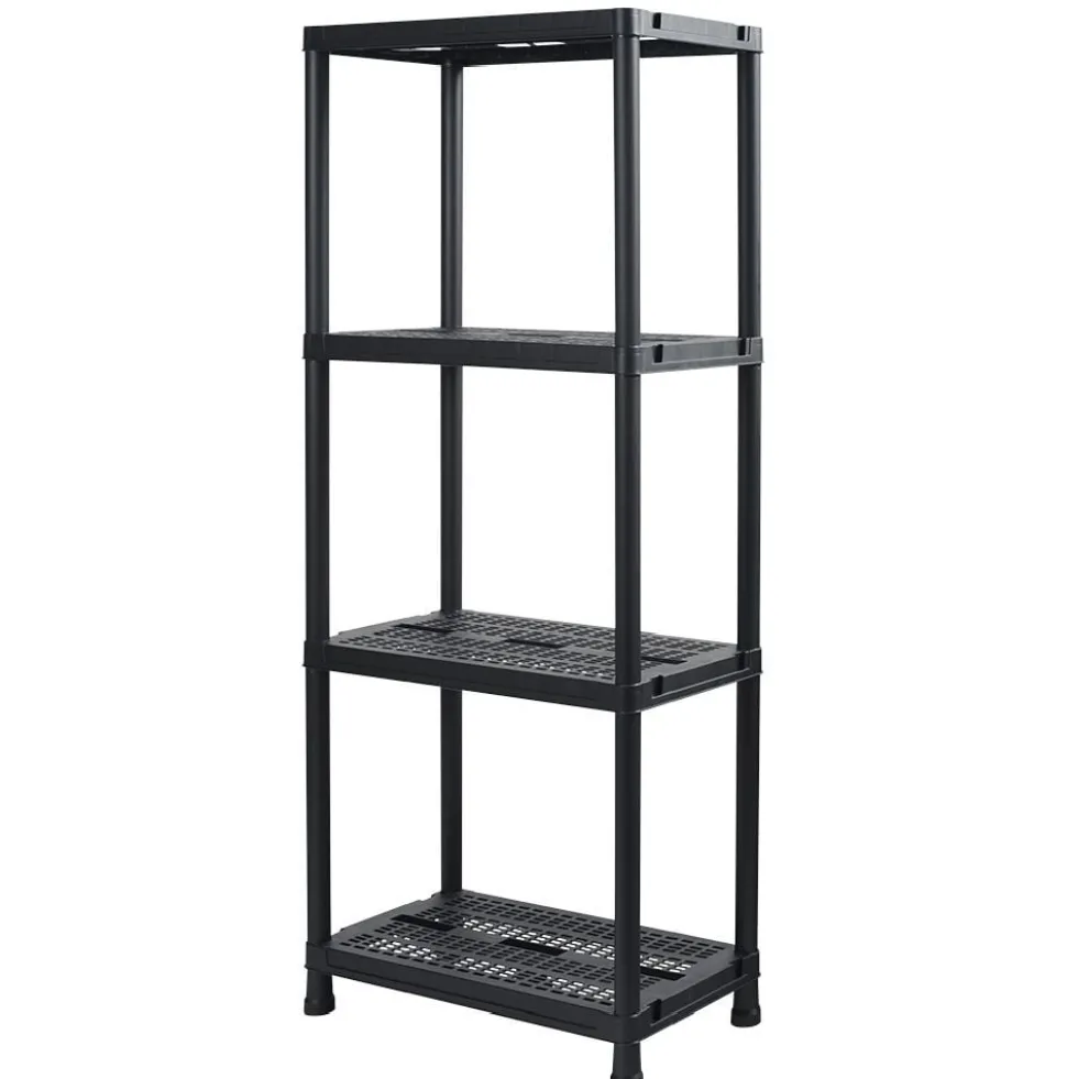 Étagère plastique noir 4 niveaux L60xl30xH138cm