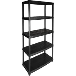 Étagère plastique noir 5 niveaux L71xl35xH180cm