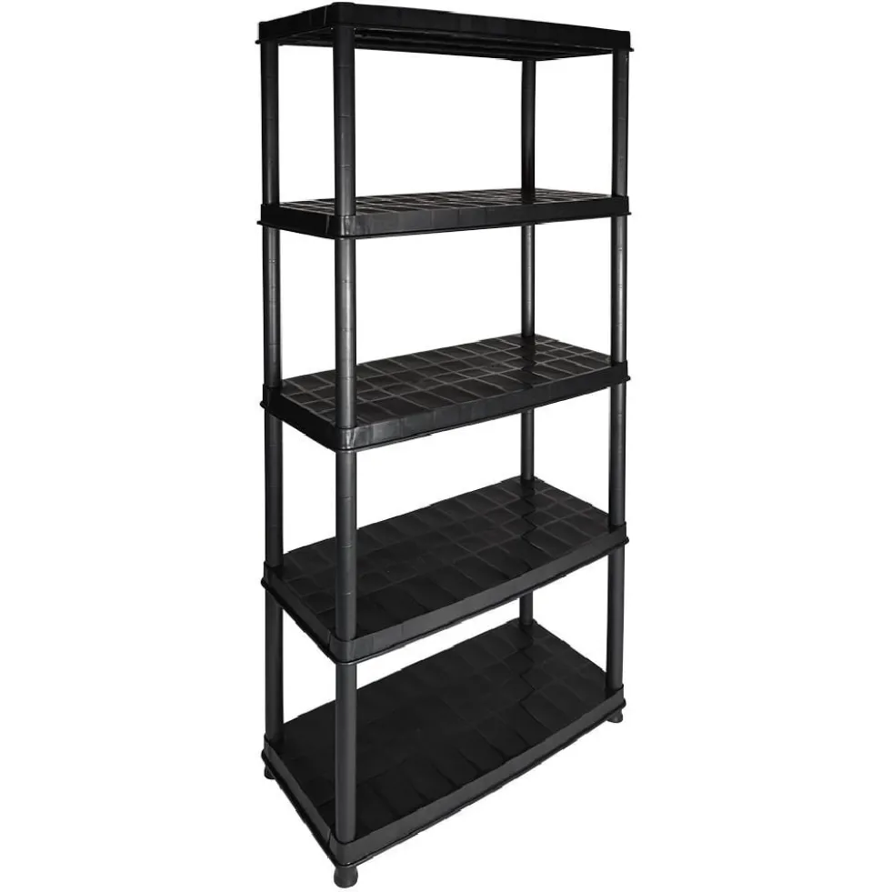 Étagère plastique noir 5 niveaux L71xl35xH180cm