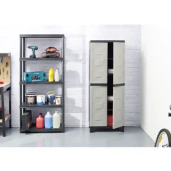 Étagère plastique noir 5 niveaux L71xl35xH180cm
