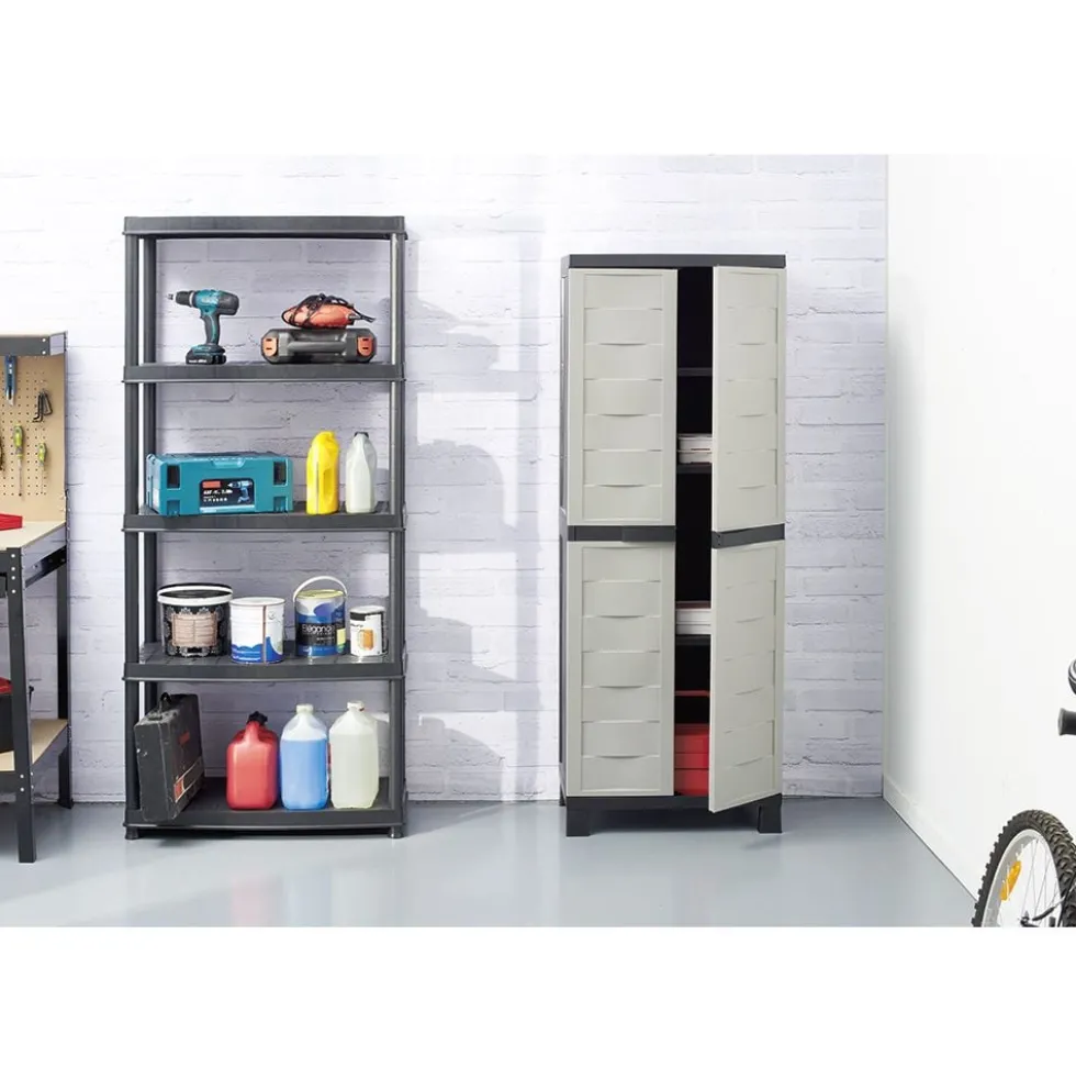 Étagère plastique noir 5 niveaux L71xl35xH180cm