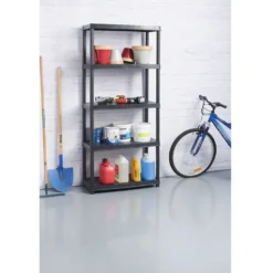 Étagère plastique noir 5 niveaux L71xl35xH180cm