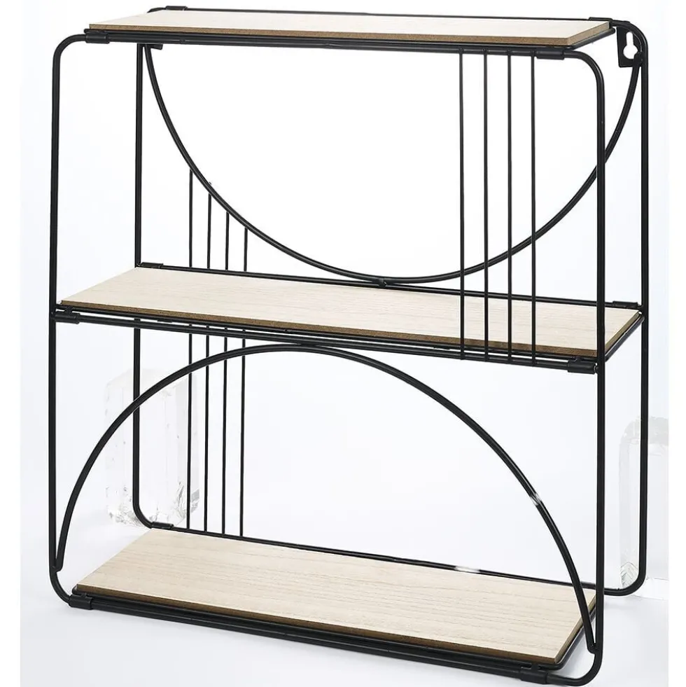 Étagère pliante métal et bois 36x12,5xH36cm