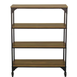 Étagère sur pieds Detroit métal bois noir et marron 80x35xH102,5 cm