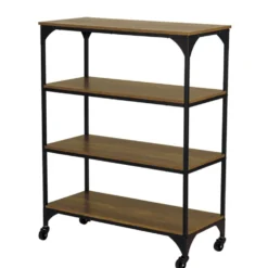 Étagère sur pieds Detroit métal bois noir et marron 80x35xH102,5 cm