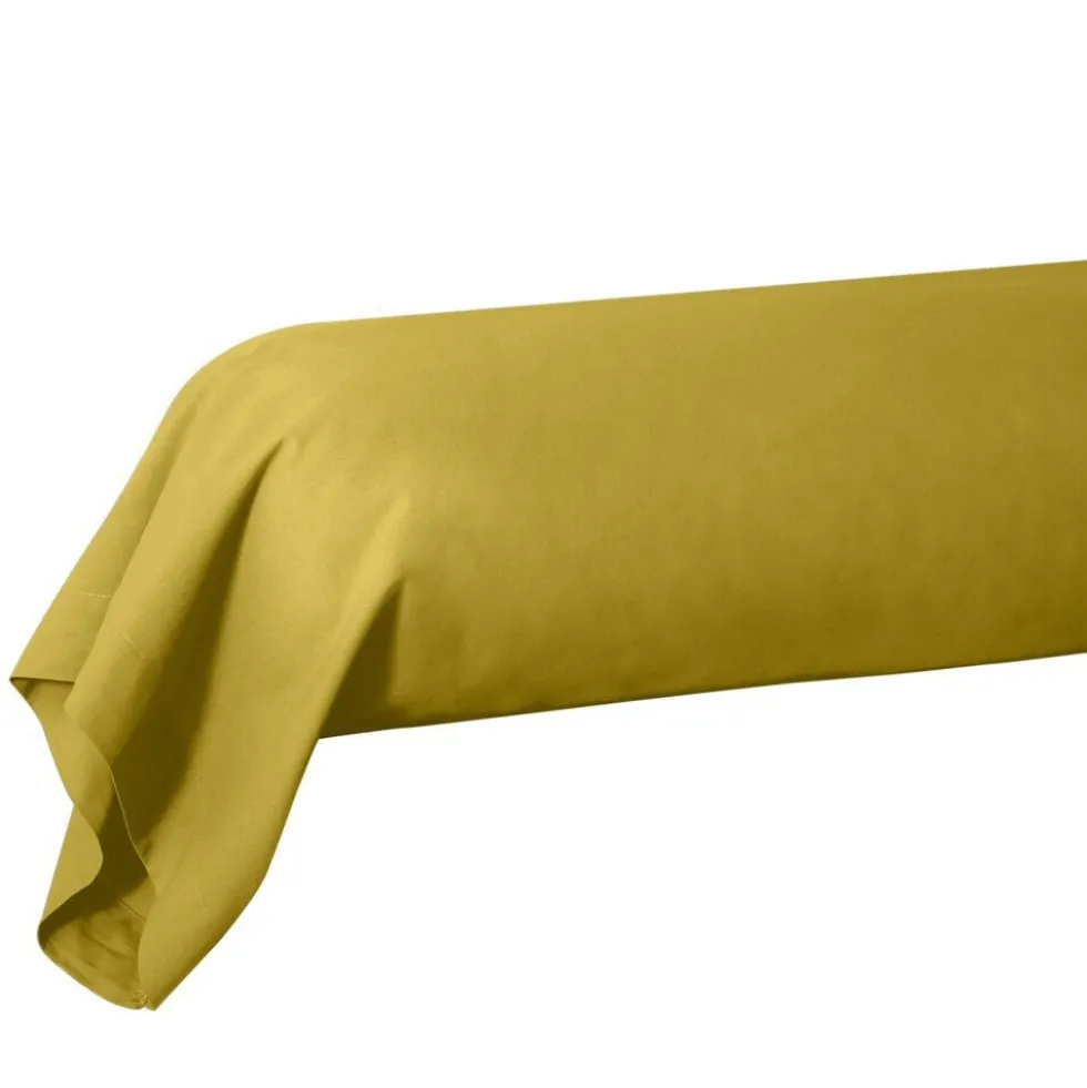 Taie de traversin 85x185cm 100% coton jaune moutarde