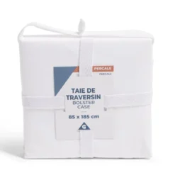 Taie de traversin 85x185cm 100% coton percale blanc