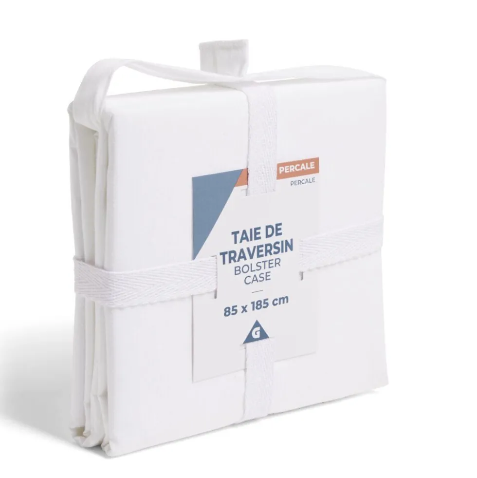 Taie de traversin 85x185cm 100% coton percale blanc