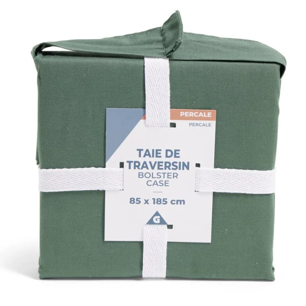 Taie de traversin 85x185cm 100% coton percale vert