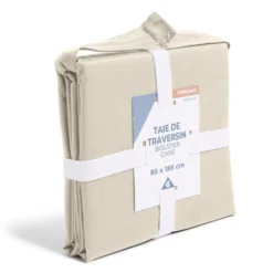 Taie de traversin 85x185cm 100% coton percale beige