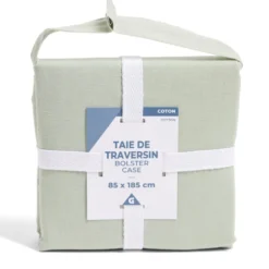 Taie de traversin 85x185cm 100% coton vert céladon