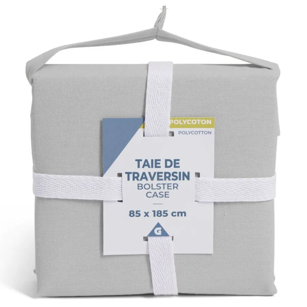 Taie de traversin 85x185cm polycoton gris