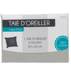 Taie d oreiller gris clair avec volant